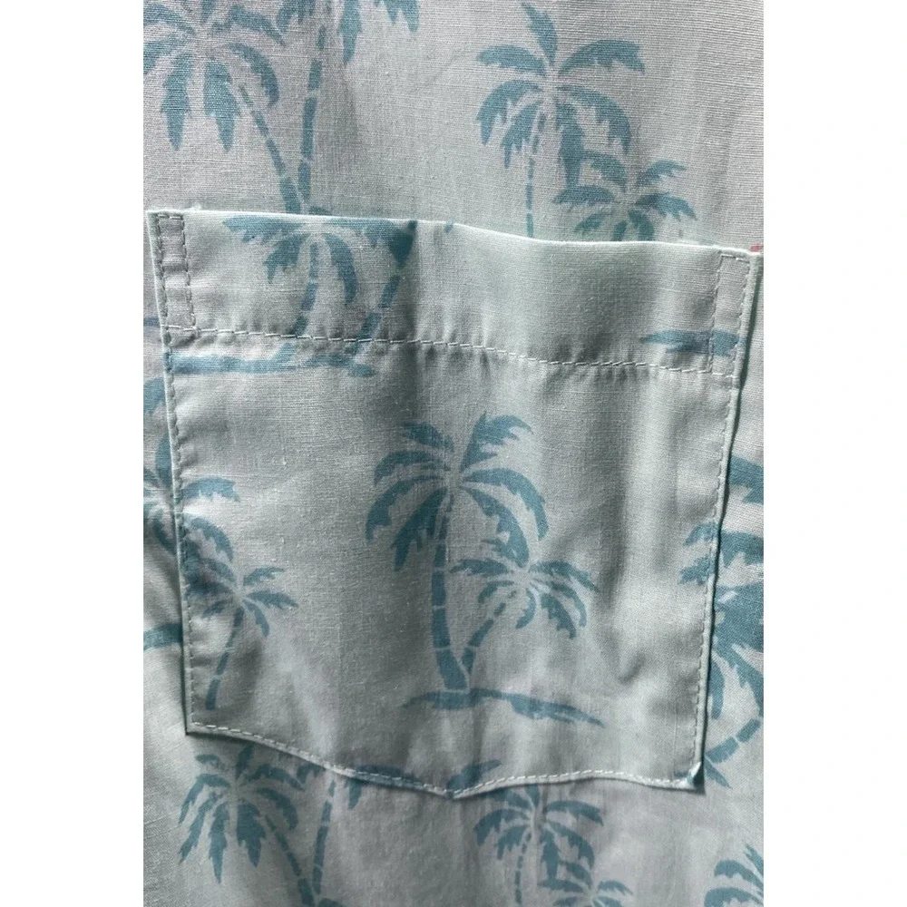 Chaps Ralph Lauren Hawaiian Print Button Down Shirt Sleeve Shirt Sz L Palm Trees